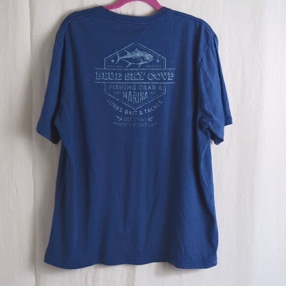 Izod Short Sleeve Blue Distressed Graphic Tee Shirt XL - Picture 5 of 6